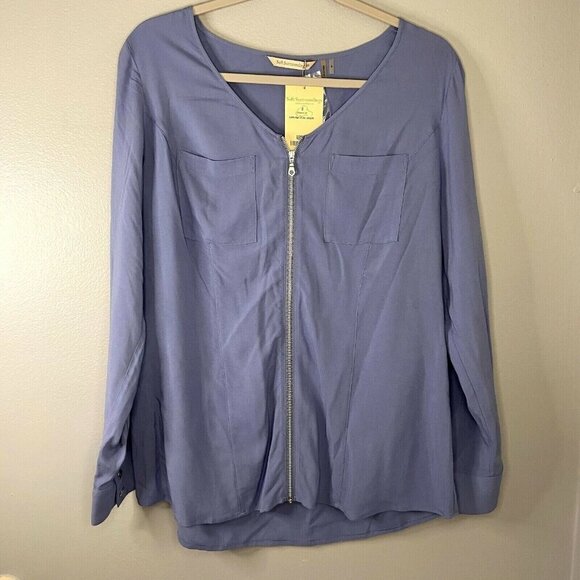Soft Surroundings Tunic Blouse Size Small Blue Zippy Top Long Sleeve Full‎ Zip - Picture 1 of 9